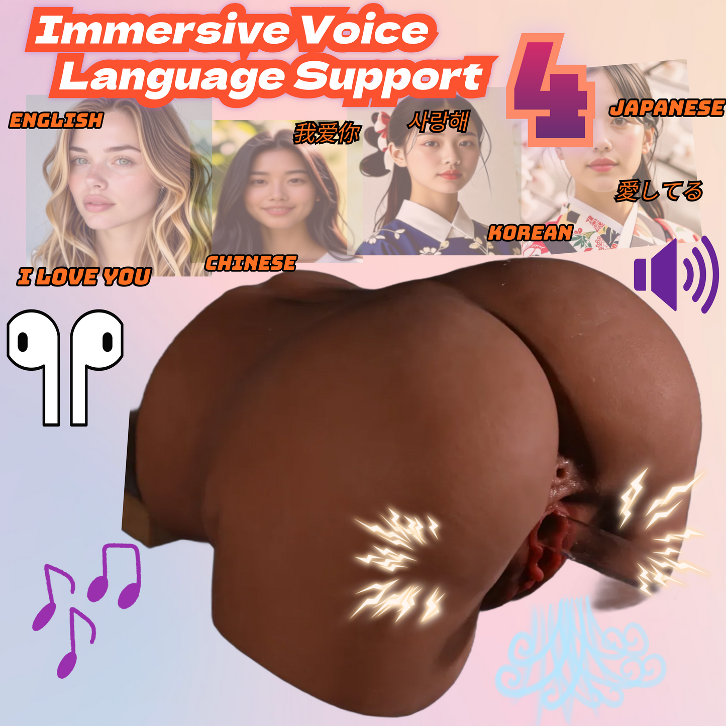 MuseLuv Heating 10 Sucking 10 Vibration 4 Voices Automatic Dark Brown Sex Dolls 12LB Male Masturbators Butt Realistic 3D Lifelike Pocket Pussy Ass for Mens Adult Sex Doll Toys Hands Free Male Stroker