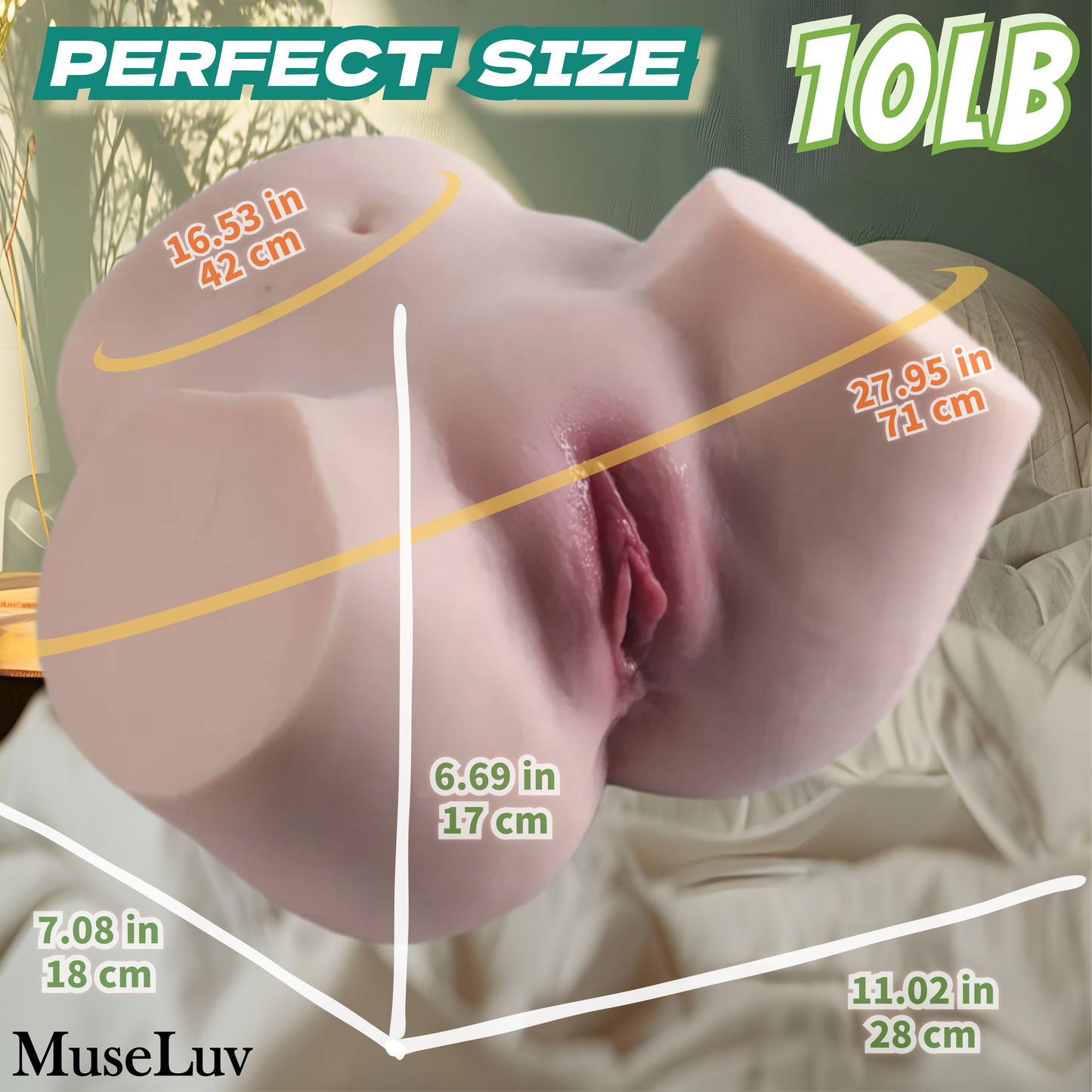 MuseLuv Heating 10 Sucking 10 Vibration 4 Voices Automatic Sex Dolls 10LB Male Masturbators Butt Realistic 3D Lifelike Pocket Pussy Ass for Mens Adult Sex Doll Toys Hands Free Male Stroker