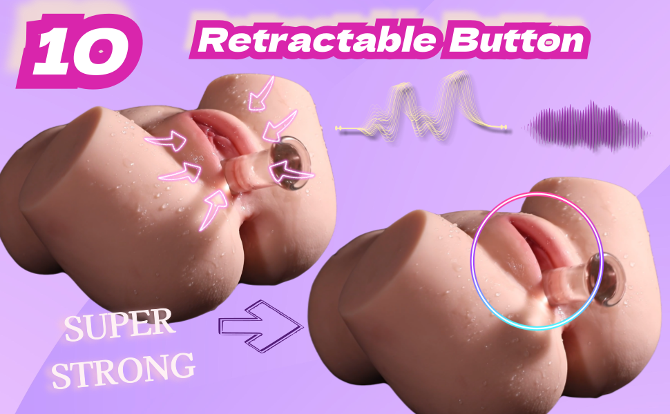 MuseLuv Retractable Double Vibration 4-Language Voice Automatic Male Masturbator, 9LB Realistic 3D Lifelike Butt Pocket Pussy Ass, Hands-Free Male Stroker Adult Sex Toy for Men