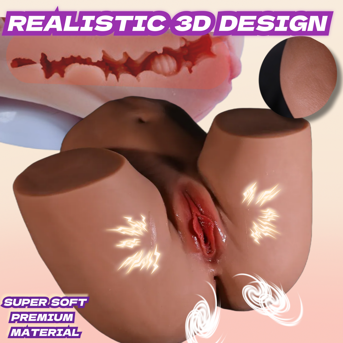 MuseLuv Heating 10 Sucking 10 Vibration 4 Voices Dark Brown Automatic Sex Dolls 24LB Male Masturbators Butt Realistic 3D Lifelike Pocket Pussy Ass for Mens Adult Sex Doll Toys Hands Free Male Stroker