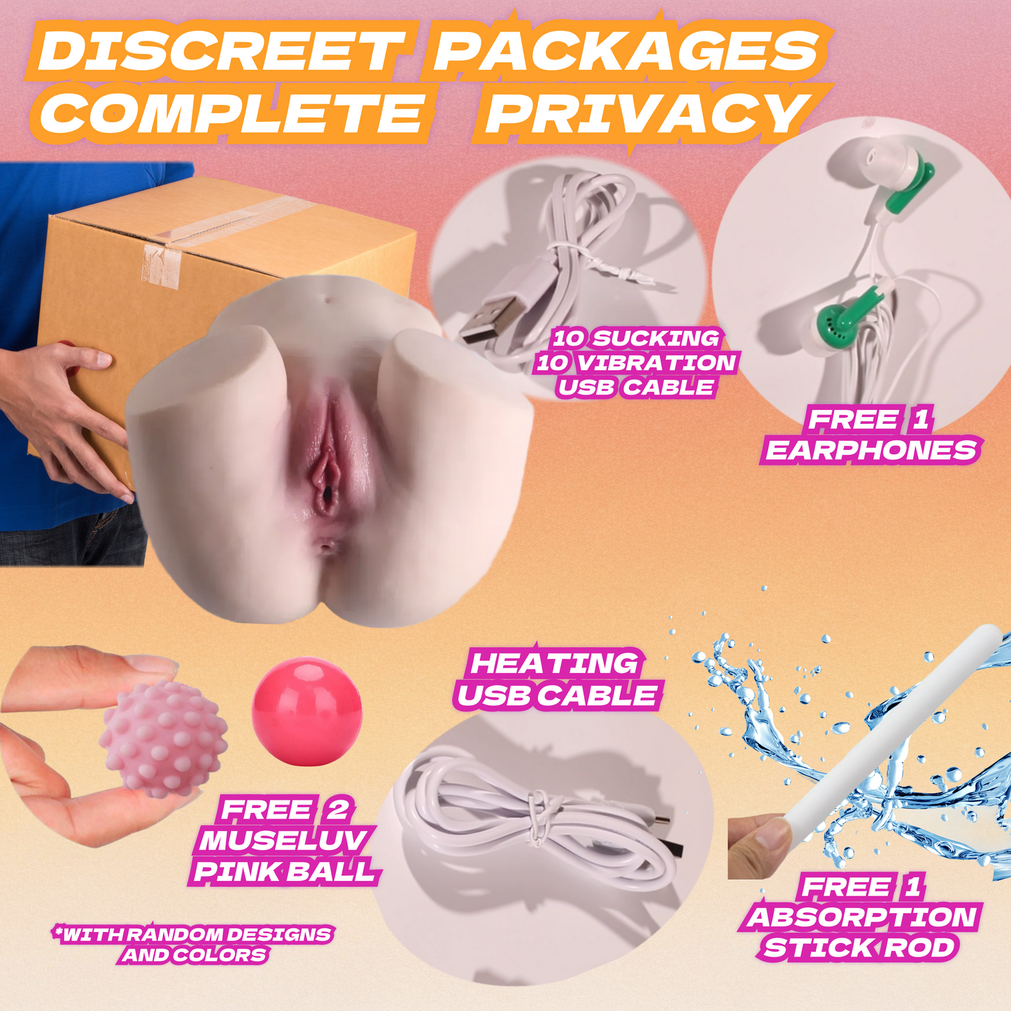 MuseLuv Heating 10 Sucking 10 Vibration 4 Voices Automatic Sex Dolls 12LB Male Masturbators Butt Realistic 3D Lifelike Pocket Pussy Ass for Mens Adult Sex Doll Toys Hands Free Male Stroker