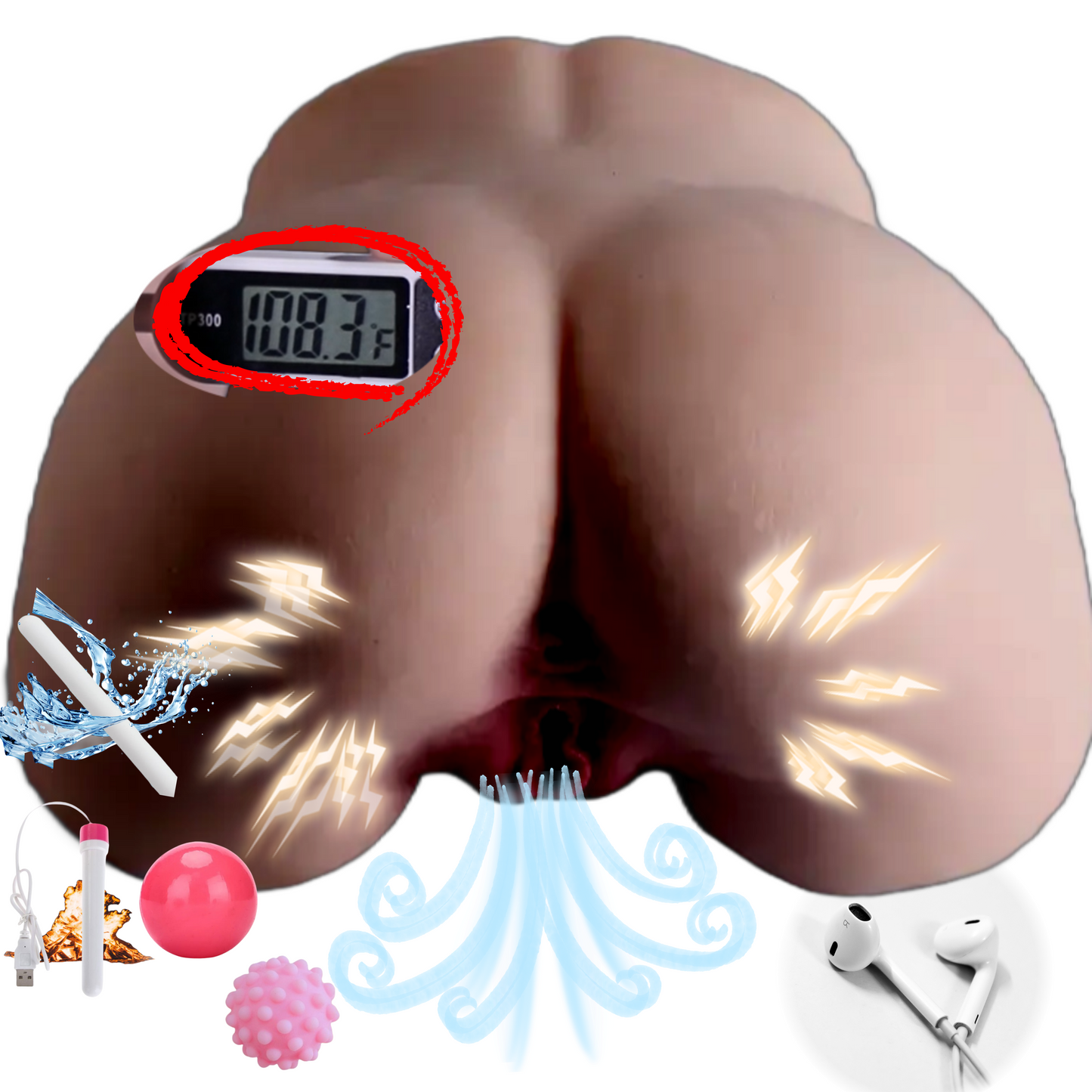 MuseLuv Heating 10 Sucking 10 Vibration 4 Voices Automatic Dark Brown Sex Dolls 12LB Male Masturbators Butt Realistic 3D Lifelike Pocket Pussy Ass for Mens Adult Sex Doll Toys Hands Free Male Stroker