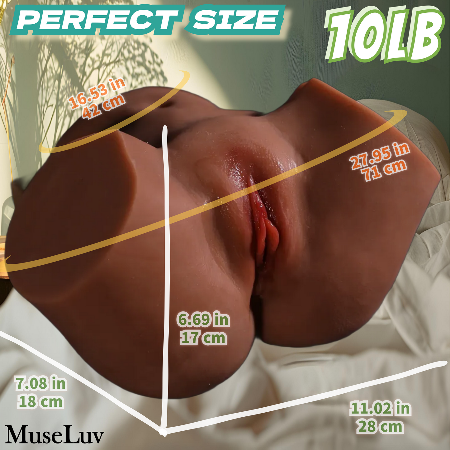 MuseLuv Heating 10 Sucking 10 Vibration 4 Voices Automatic Dark Brown Sex Dolls 10LB Male Masturbators Butt Realistic 3D Lifelike Pocket Pussy Ass for Mens Adult Sex Doll Toys Hands Free Male Stroker
