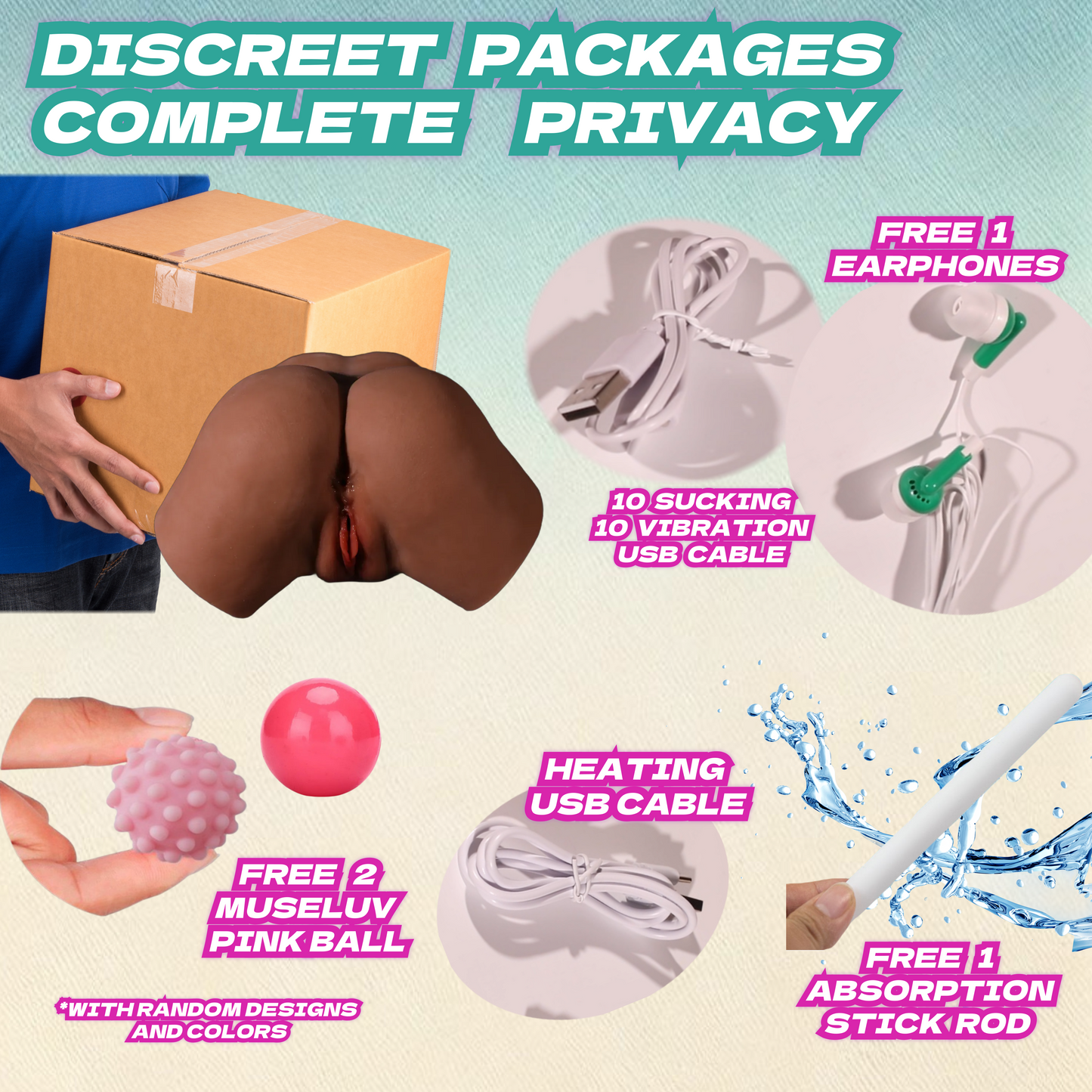 MuseLuv Heating 10 Sucking 10 Vibration 4 Voices Automatic Dark Brown Sex Dolls 10LB Male Masturbators Butt Realistic 3D Lifelike Pocket Pussy Ass for Mens Adult Sex Doll Toys Hands Free Male Stroker