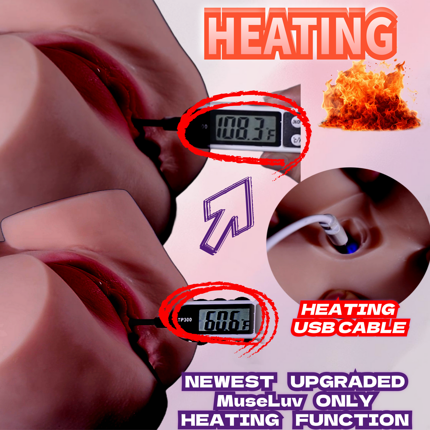 MuseLuv Heating 10 Sucking 10 Vibration 4 Voices Dark Brown Automatic Sex Dolls 14LB Male Masturbators Butt Realistic 3D Lifelike Pocket Pussy Ass for Mens Adult Sex Doll Toys Hands Free Male Stroker