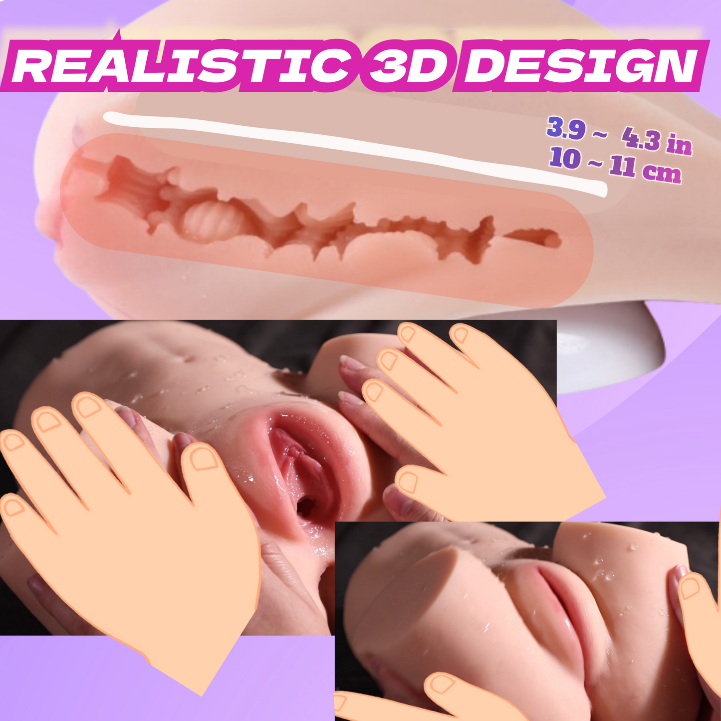 MuseLuv Retractable Double Vibration 4-Language Voice Automatic Male Masturbator, 9LB Realistic 3D Lifelike Butt Pocket Pussy Ass, Hands-Free Male Stroker Adult Sex Toy for Men