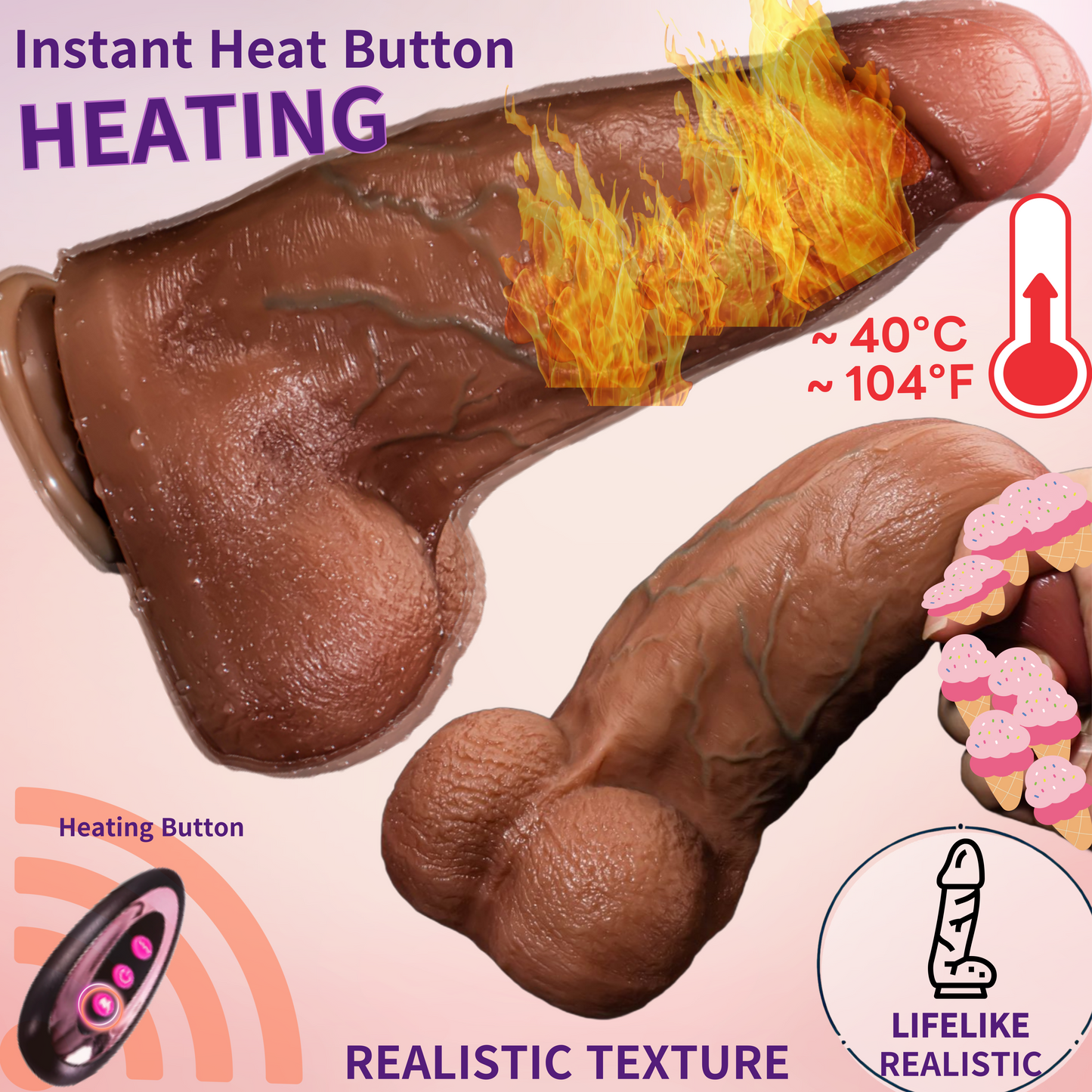 MuseLuv Thrusting 3.15'' Diameter Huge Thick Dildo Vibrator Remote Control Adult Sex Toys for Women Realistic Silicone Penis 3 Quick Rotation &10 Vibration with Suction Cup Anal G Spot Dildo