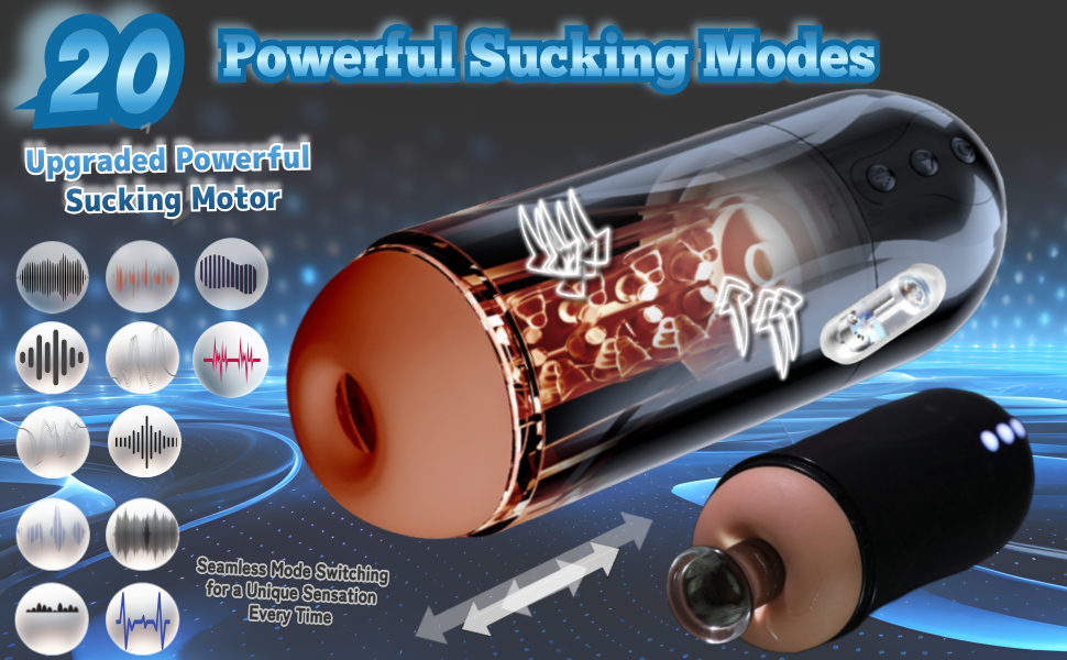 MuseLuv 20 Sucking 20 Vibration 4 Lang Voices Brown Automatic Male Masturbator Sex Toys Penis Pump for Men Upgraded Blowjob Toy Hands Free Pocket Pussy Male Stroker Adult Male Sex Toys 3D Realistic Textured