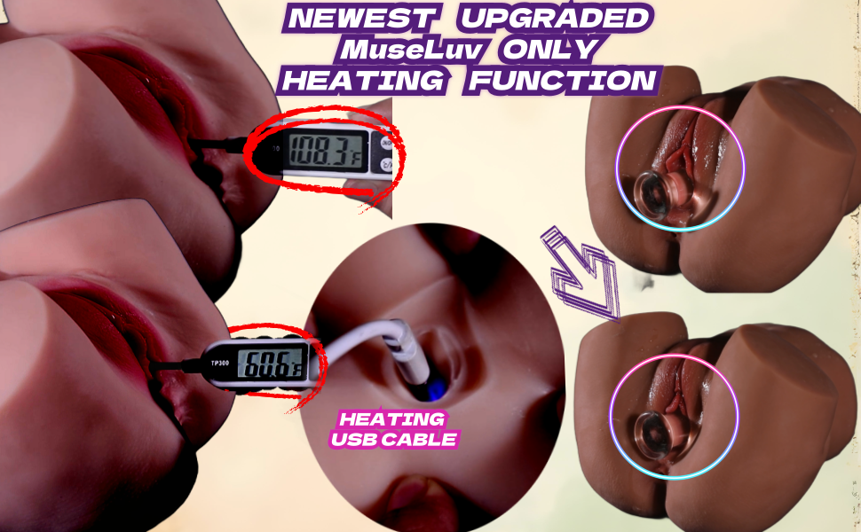 MuseLuv Heating 10 Vibration 6 Sucking 4 Voices Brown Automatic Sex Dolls Male Masturbators 6.7LB Butt Realistic 3D Lifelike Pocket Pussy Ass for Mens Adult Sex Doll Toys Hands Free Male Stroker