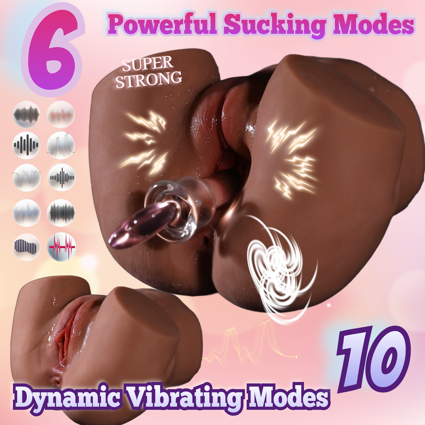 MuseLuv Heating 10 Vibration 6 Sucking 4 Voices Brown Automatic Sex Dolls Male Masturbators 6.7LB Butt Realistic 3D Lifelike Pocket Pussy Ass for Mens Adult Sex Doll Toys Hands Free Male Stroker