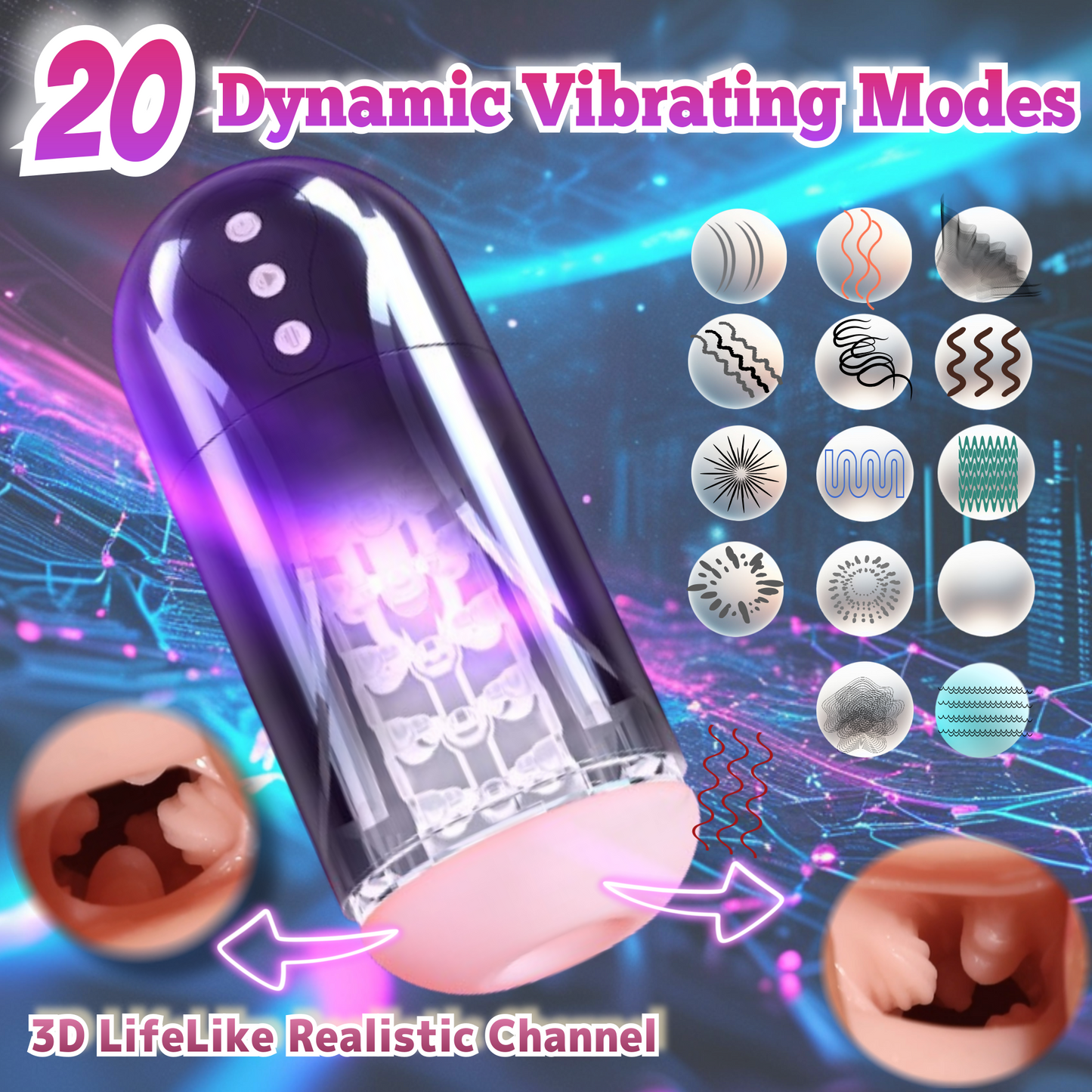 MuseLuv 20 Sucking 20 Vibration 4 Lang Voices Automatic Male Masturbator Sex Toys Penis Pump for Men Upgraded Blowjob Toy Hands Free Pocket Pussy Male Stroker Adult Male Sex Toys 3D Realistic Textured