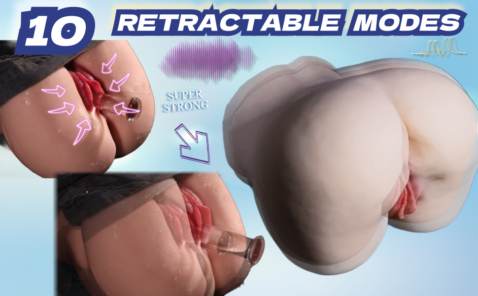 MuseLuv Retractable Double Vibration 4-Language Voice Automatic Male Masturbator, 14.33LB Realistic 3D Lifelike Butt Pocket Pussy Ass, Hands-Free Male Stroker Adult Sex Toy for Men