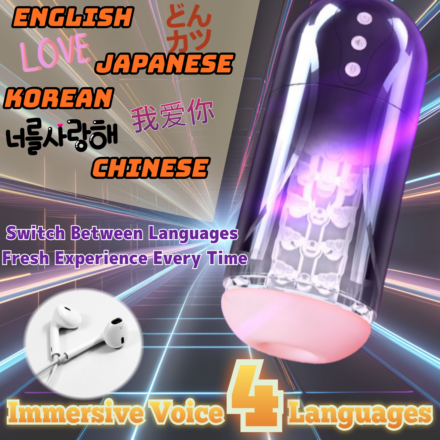 MuseLuv 20 Sucking 20 Vibration 4 Lang Voices Automatic Male Masturbator Sex Toys Penis Pump for Men Upgraded Blowjob Toy Hands Free Pocket Pussy Male Stroker Adult Male Sex Toys 3D Realistic Textured