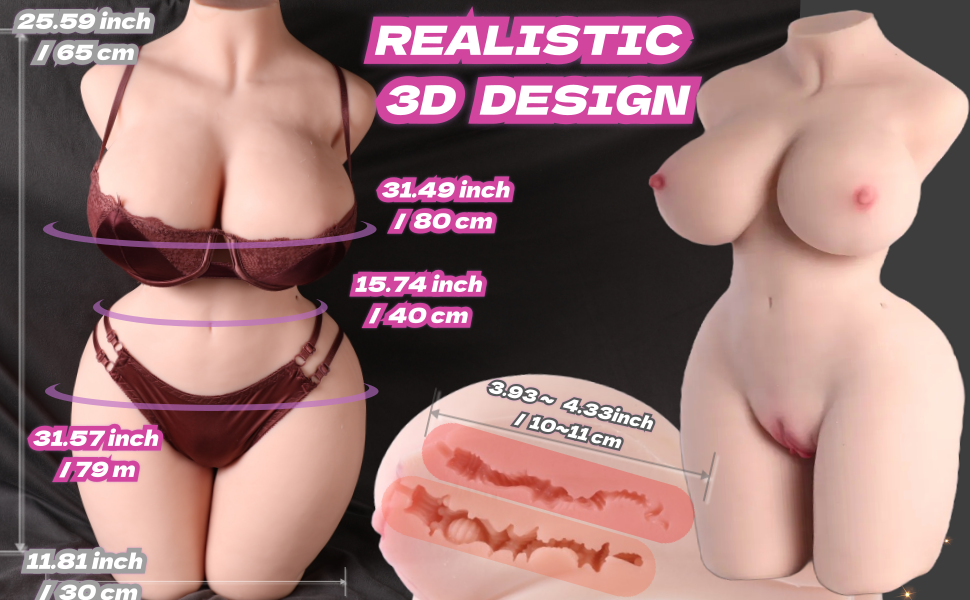 MuseLuv 38.6LB Life Sized Sex Doll New Full Size Body for Men, Big Boobs Lifelike 3in1 Realistic Female Sex Dolls Torso Big Butt with Soft Pussy Ass Masturbators Pocket Pussy Anal Breast Sex Toys