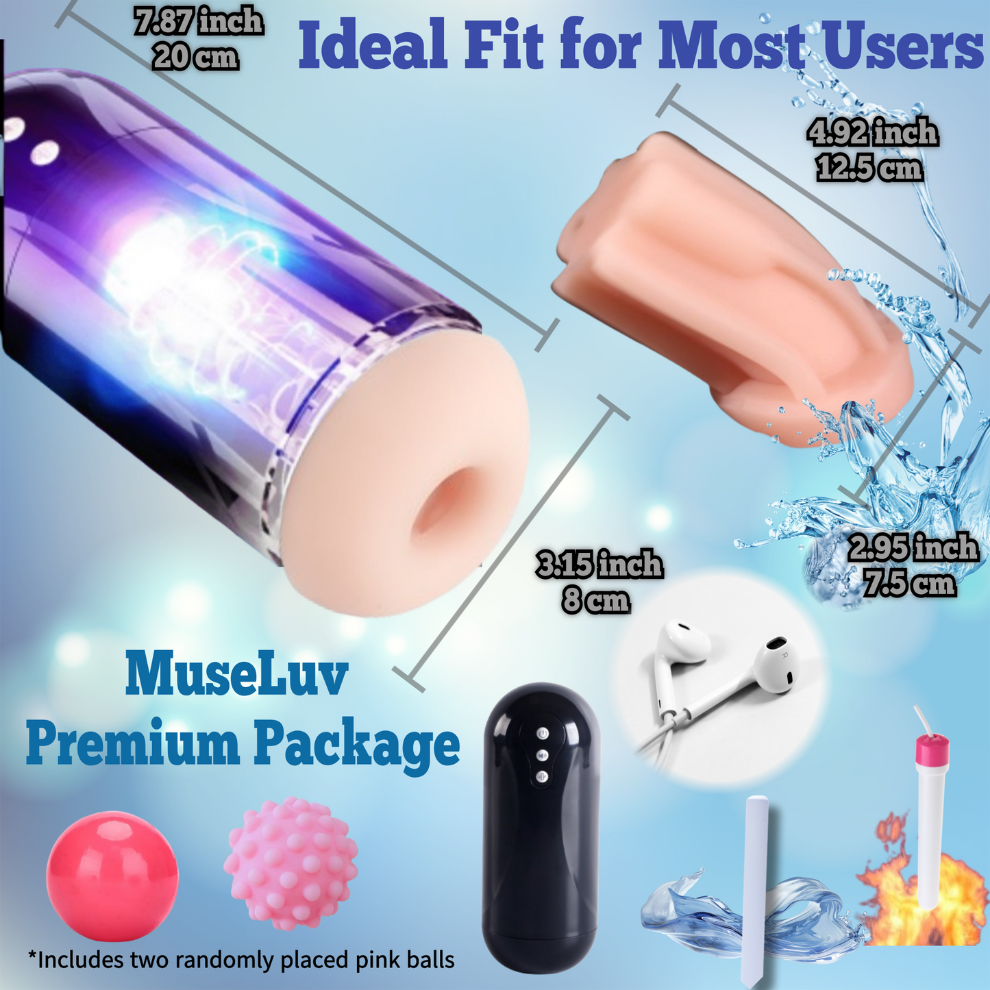 MuseLuv 20 Sucking 20 Vibration 4 Lang Voices Automatic Male Masturbator Sex Toys Penis Pump for Men Upgraded Blowjob Toy Hands Free Pocket Pussy Male Stroker Adult Male Sex Toys 3D Realistic Textured