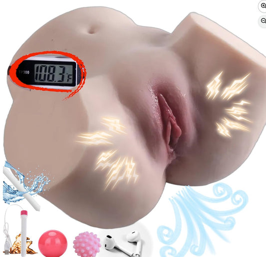 MuseLuv Heating 10 Sucking 10 Vibration 4 Voices Automatic Sex Dolls 10LB Male Masturbators Butt Realistic 3D Lifelike Pocket Pussy Ass for Mens Adult Sex Doll Toys Hands Free Male Stroker